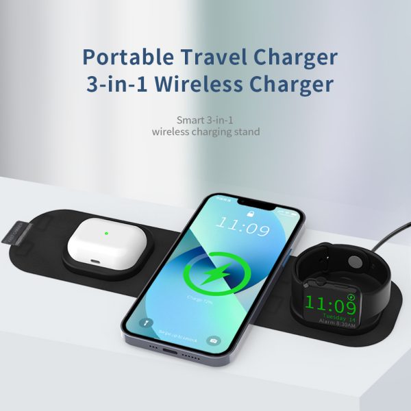 Foldable 3 in 1 Magnetic Wireless Charger Pad HY020 - Image 8