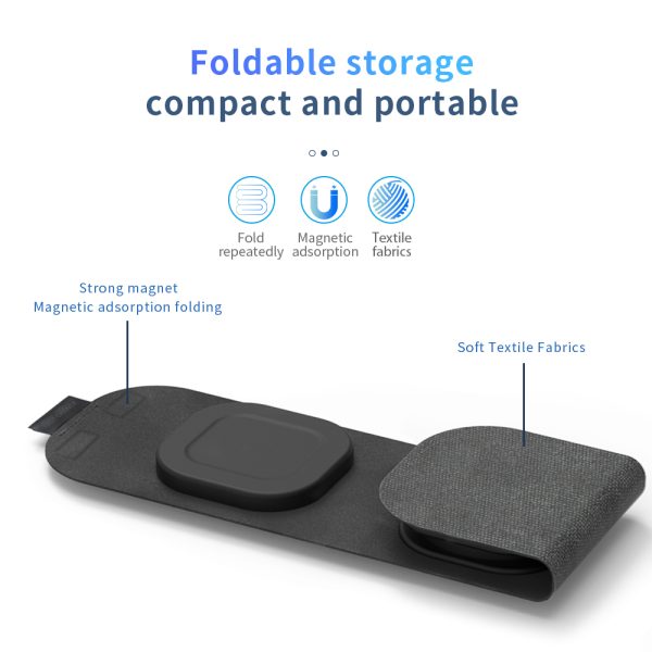 Foldable 3 in 1 Magnetic Wireless Charger Pad HY020 - Image 5