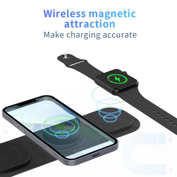 Foldable 3 in 1 Magnetic Wireless Charger Pad HY020 - Image 4