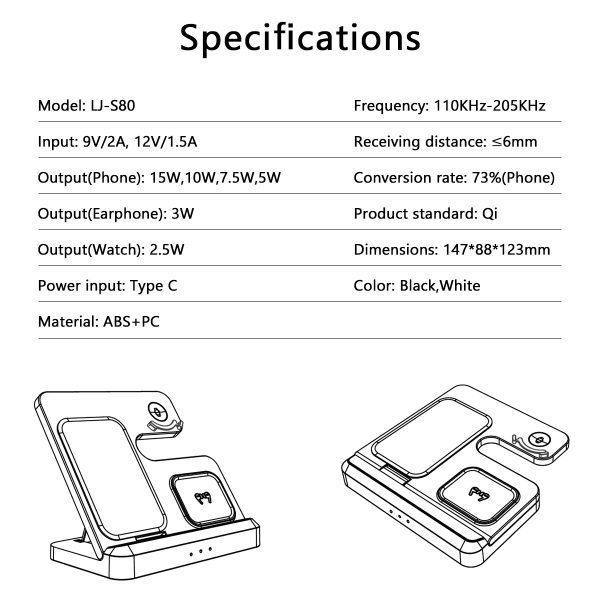 3 in 1 Foldable Wireless Charging Station S80A - Image 2