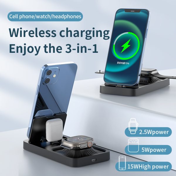 Foldable 3 in 1 Wireless Charger Z15 - Image 6