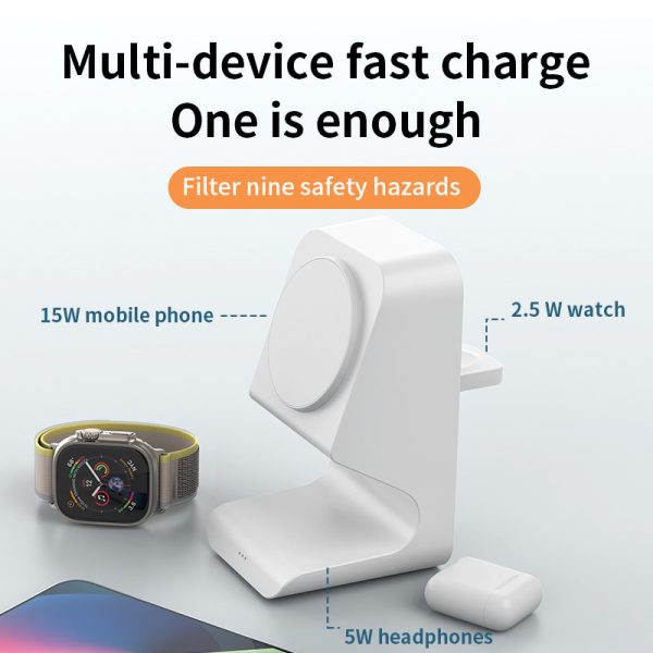 Rotated 3 in 1 Magnetic Wireless Charging Station D12 - Image 4