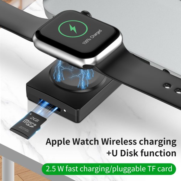 Magnetic Apple Watch Wireless Charger with TF/SD Card Reader S02 - Image 2