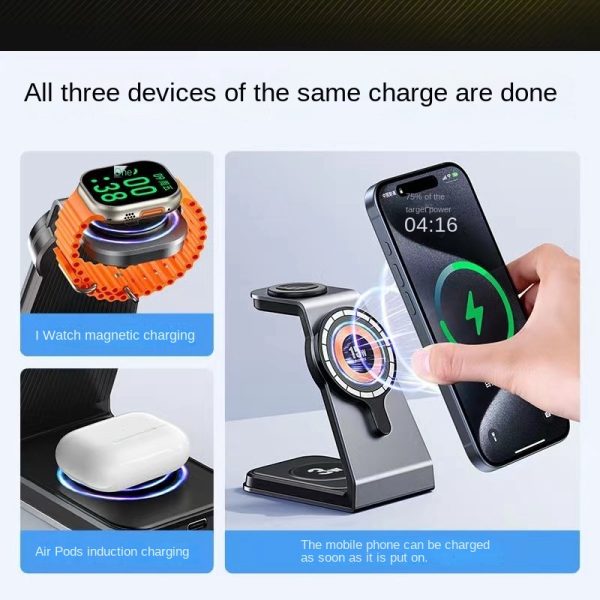 Magnetic 3-in-1 Wireless Charger with Aluminum Alloy Build 3C022 - Image 4