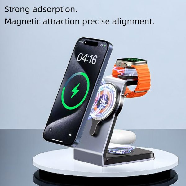 Magnetic 3-in-1 Wireless Charger with Aluminum Alloy Build 3C022 - Image 9