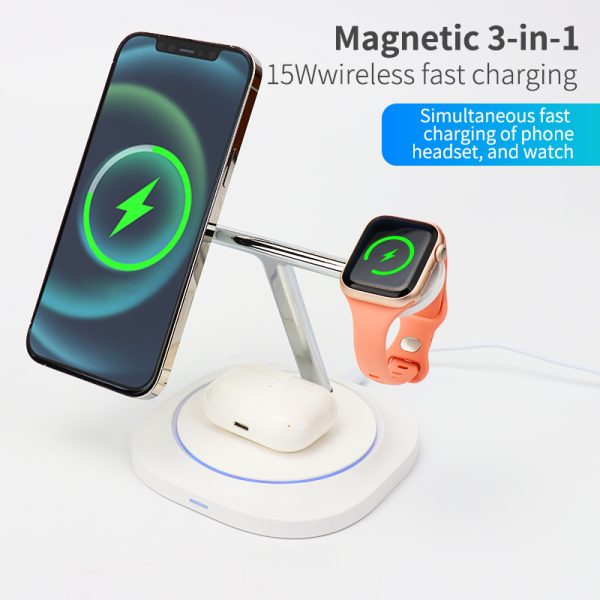 Magnetic 3-in-1 Wireless Fast Charger with Multi-Device Compatibility D10A - Image 8