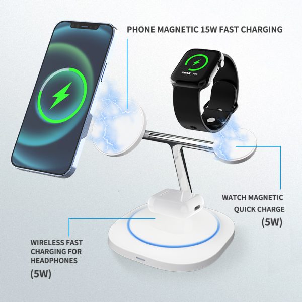 Magnetic 3-in-1 Wireless Fast Charger with Multi-Device Compatibility D10A - Image 9