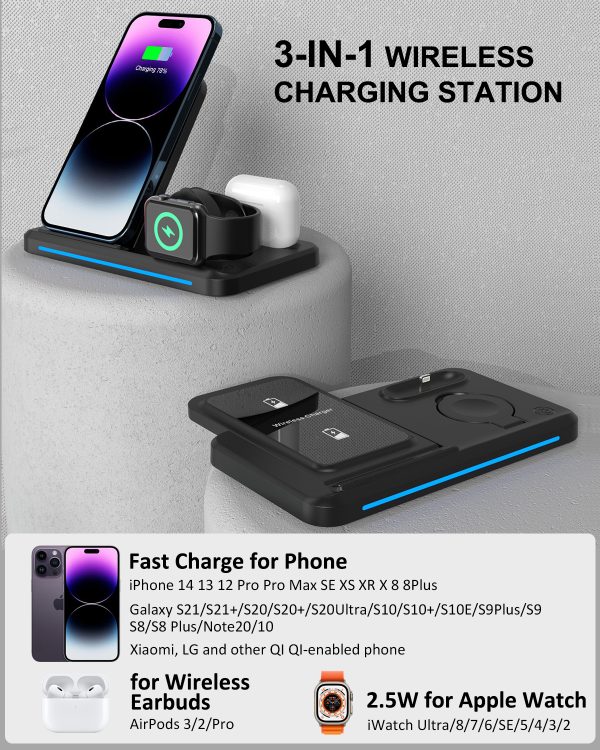 3-in-1 for Phones, AirPods, and Apple Watches  Fast Wireless Charging Station Z10 - Image 3