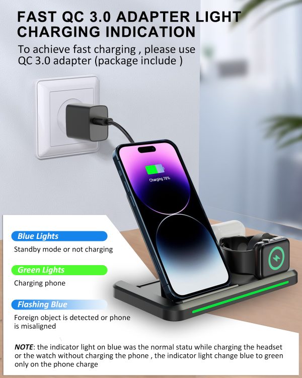 3-in-1 for Phones, AirPods, and Apple Watches  Fast Wireless Charging Station Z10 - Image 4