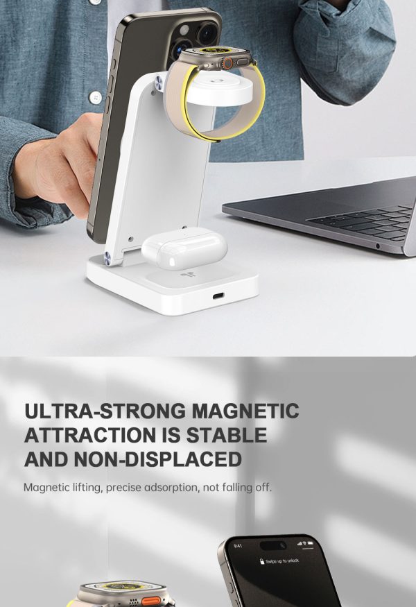 Magnetic Foldable 3-in-1 Wireless Charger with 15W Fast Charging S90-3 - Image 6