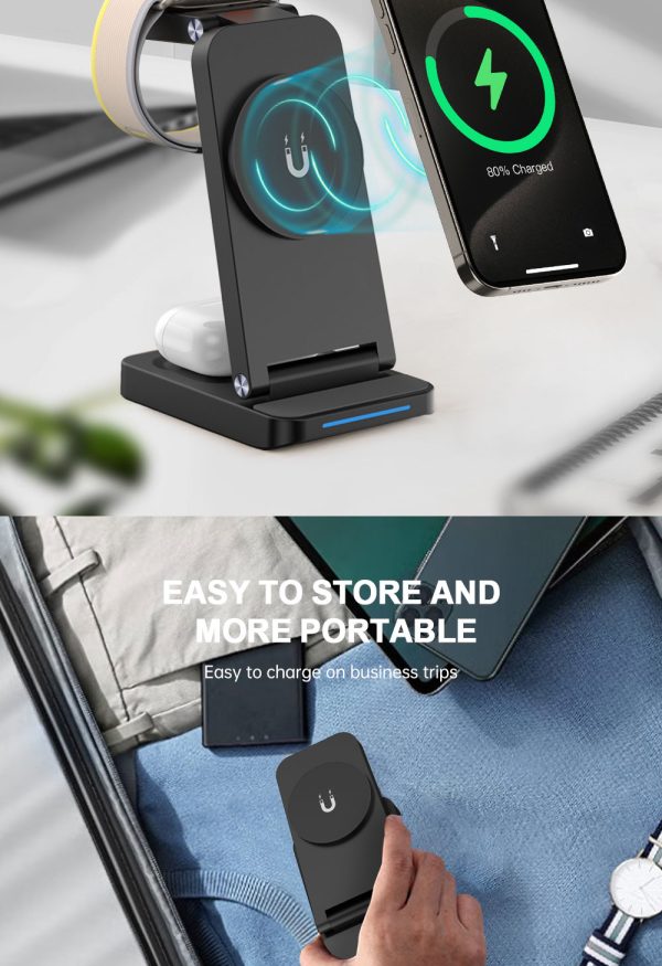 Magnetic Foldable 3-in-1 Wireless Charger with 15W Fast Charging S90-3 - Image 7