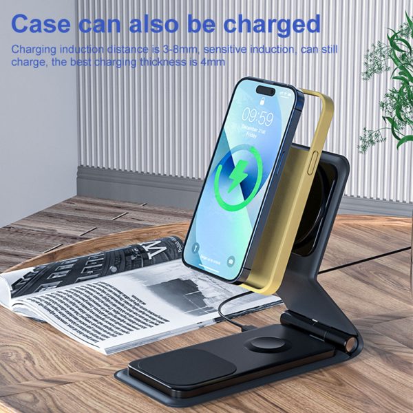 Foldable 3-in-1 with Adjustable Angles Magnetic Wireless Charger HY026 - Image 3