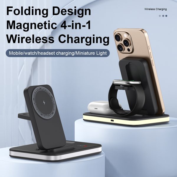 Magnetic Foldable 4-in-1 Wireless Charger with Ambient Light MW115A - Image 2